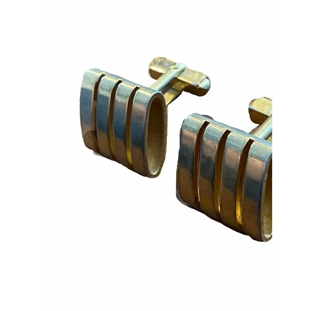 Vintage Goldtone Cufflinks Men's Jewelry Rectangular Lever Back